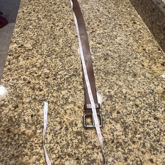 Vintage Distressed Leather Belt Brown Square Buckle 1.5x42” - Picture 6 of 7